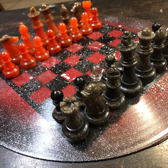 Vinyl Chess Set - Red Galaxy (Resin Pieces) - Picture 2 of 11